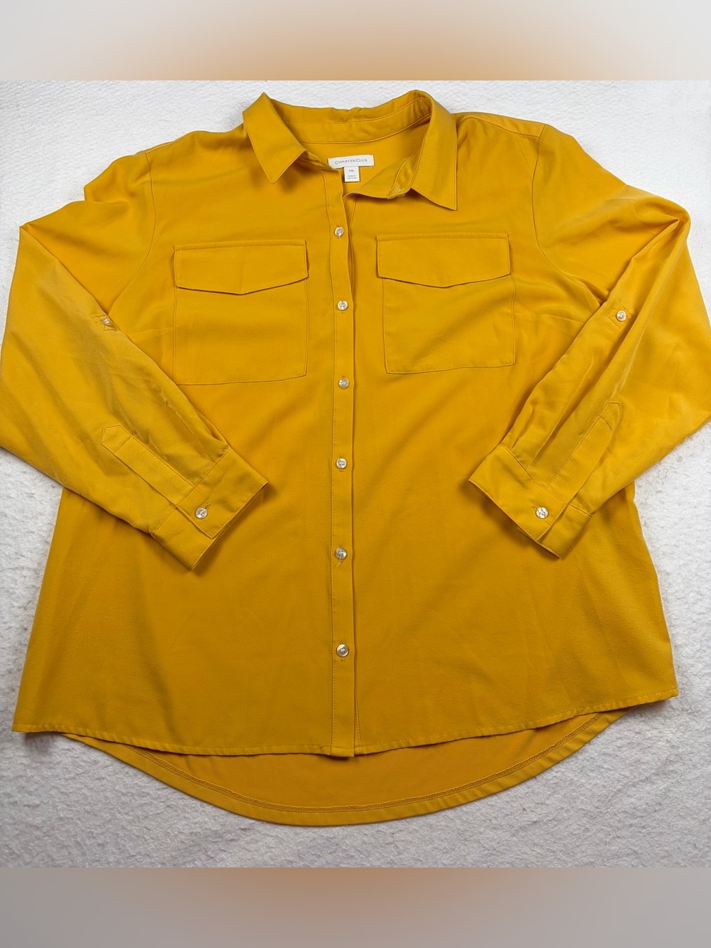 Charter Club Mustard Button-Front Blouse PXL